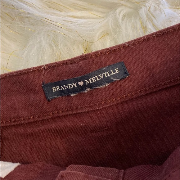 (S/M) Brandy Melville Denim Skirt Maroon Burgundy Small Medium Button Down Red - Picture 3 of 8